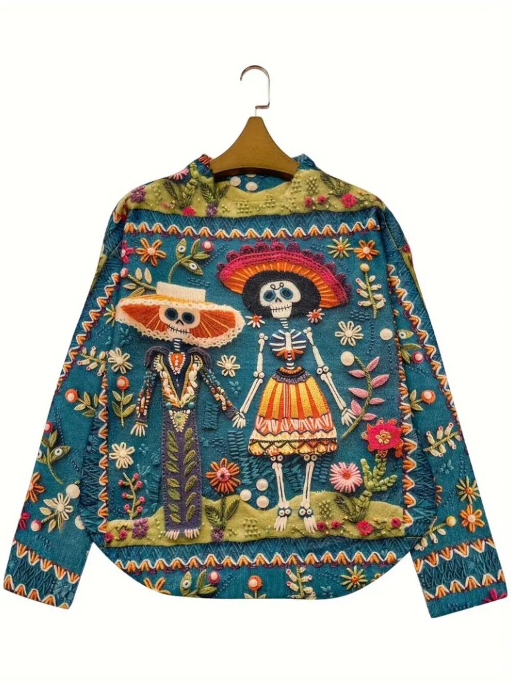 Artsy Day Of The Dead Fairytale Fantasy Colourful Crew Neck Sweater